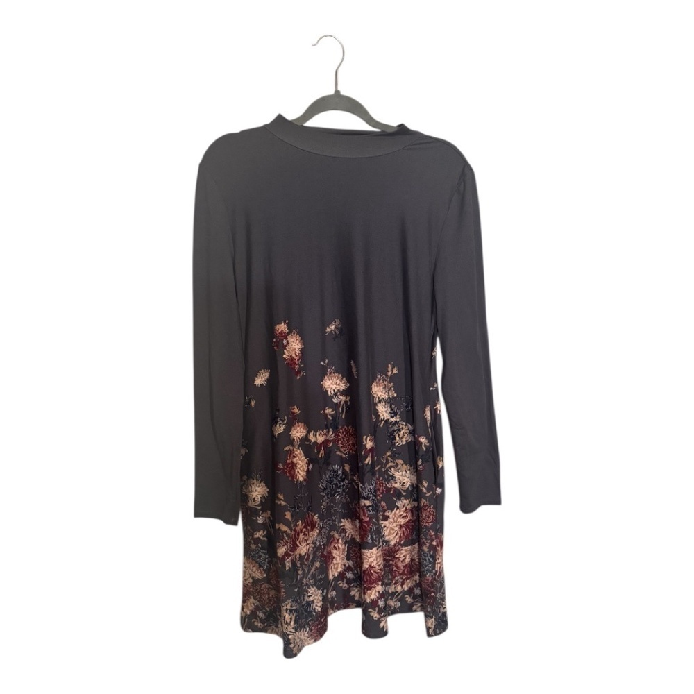 Gray Floral Mock Neck Mini Dress MEDIUM